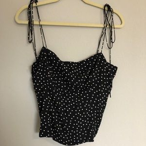 Black and white polka dot crop top